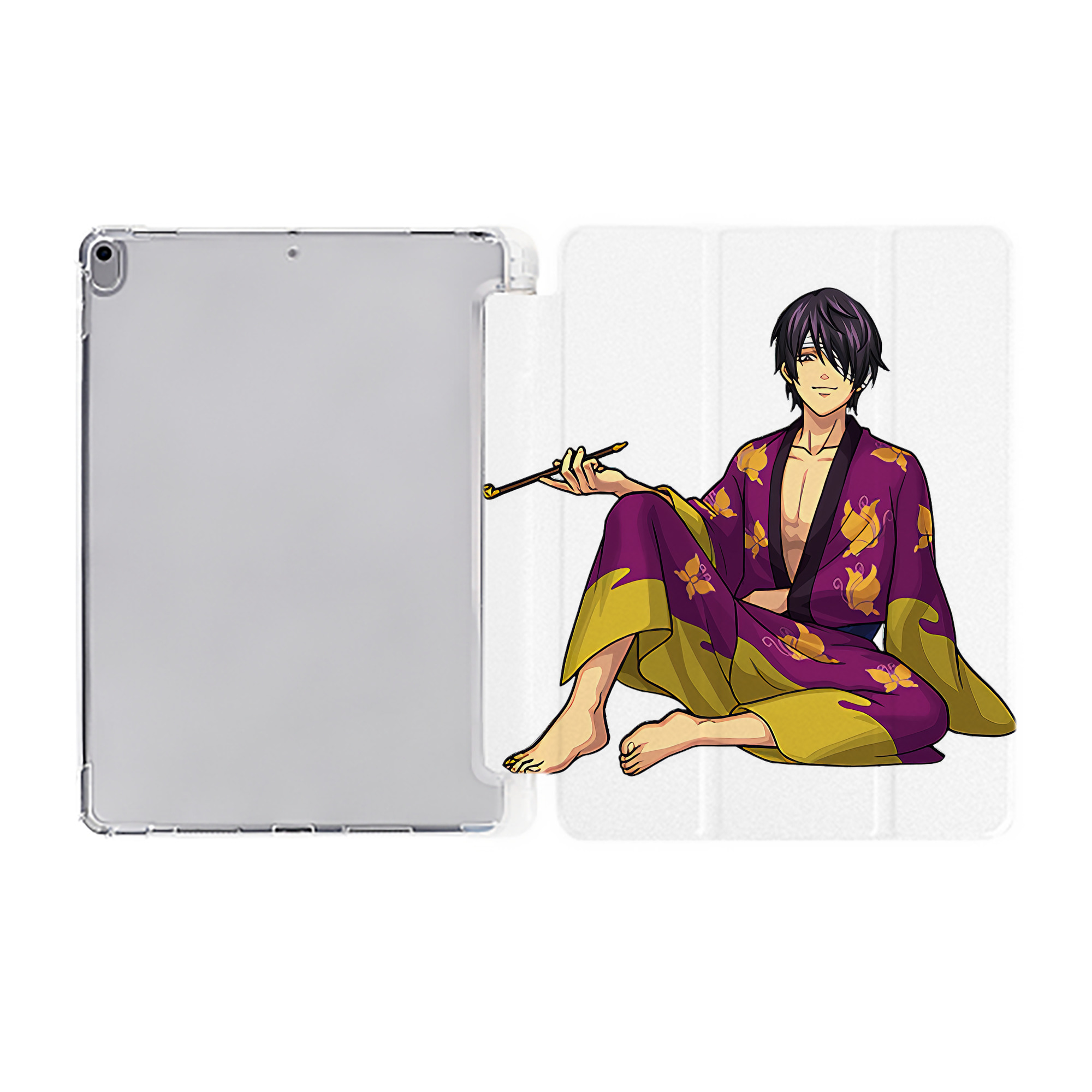 ぎんたま 坂田銀時（さかたぎんとき） 神楽 志村新八（しむら しんぱち） GINTAMA Sakata Gintoki Kagura Shimura Shinpachi IPad ケース ペン収納付き 三つ折りスタンド PUレザー×シリコン 対応機種9.5/10.5/10.9インチ